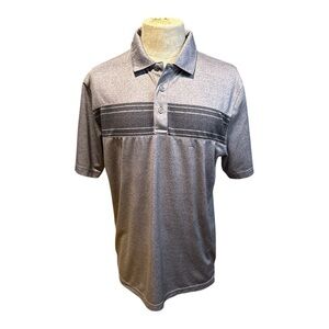 Pebble Beach Men's Gray Polo with Dark Chest Stripe
